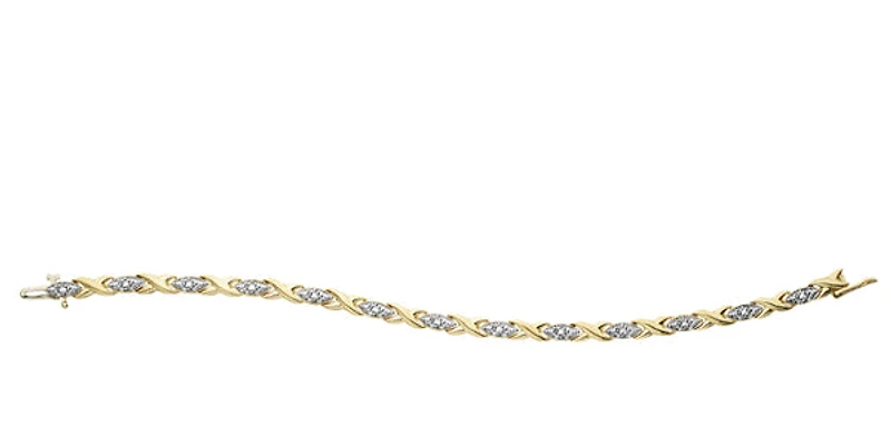 10K Yellow Gold 0.10cttw Diamond Tennis Bracelet