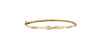 10K Yellow Gold 0.17cttw Diamond Bangle, 7"