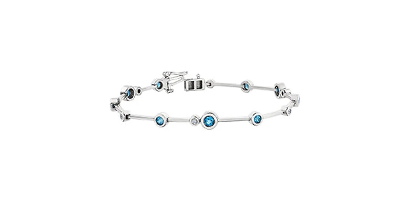 Blue Topaz & Diamond Tennis Bracelet