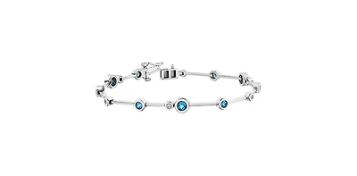 Blue Topaz & Diamond Tennis Bracelet
