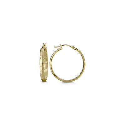 10K Yellow Gold 25mm Hammered Earrings