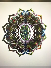 12" Multicoloured Metal Wind Spinner with Acrylic Bead and Mandela Design