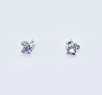 Aquamarine, Amethyst & White Topaz Stud Earrings