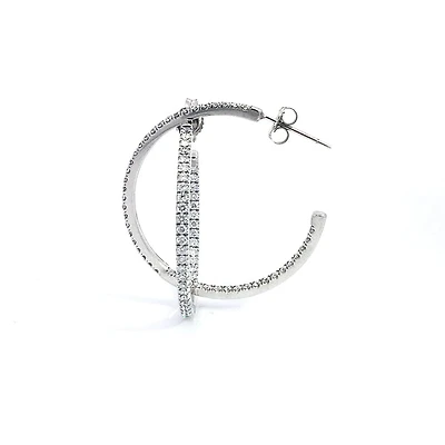 14K White Gold 0.74cttw Diamond Hoop Earrings