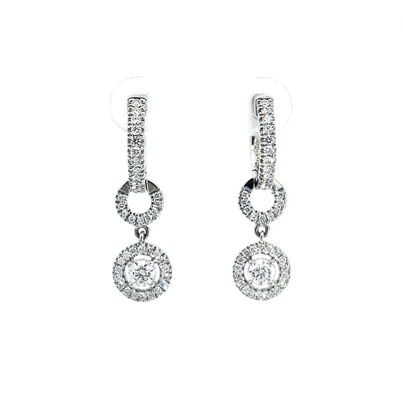 14K White Gold 0.93cttw Diamond Drop Earrings