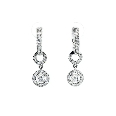 14K White Gold 0.93cttw Diamond Drop Earrings