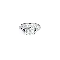 14K White Gold 0.87cttw Princess Cut Diamond Halo Engagement Ring