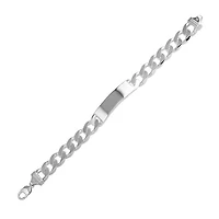 925 Sterling Silver 10.5mm Figaro Link I.D. Rhodium Plated Bracelet with Lobster Clasp - 8 Inches