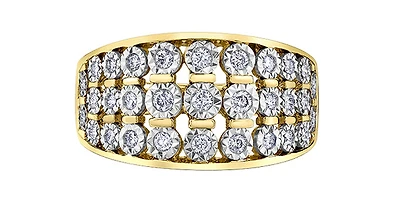 10K Yellow Gold Diamond 0.33cttw Illusion Setting Ring, Size 6.5