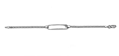 Engraveable 925 Sterling Silver Bar Baby Bracelet with Curb Link 5.5"