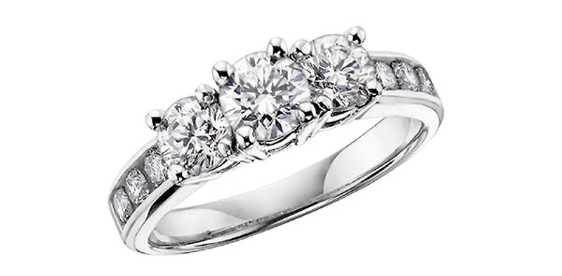 14K White Gold 0.75cttw Diamond 3 Stone (Past, Present & Future) Engagement / Anniversary Ring - 4.5