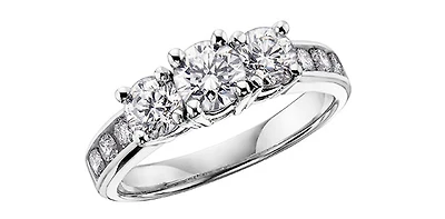14K White Gold 0.75cttw Diamond 3 Stone (Past, Present & Future) Engagement / Anniversary Ring - 4.5