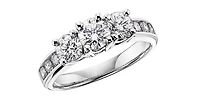 14K White Gold 0.75cttw Diamond 3 Stone (Past, Present & Future) Engagement / Anniversary Ring - 4.5