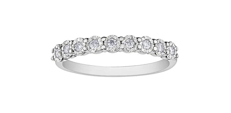 10K White Gold 0.15cttw Illusion Setting Diamond Ring, size 6.5