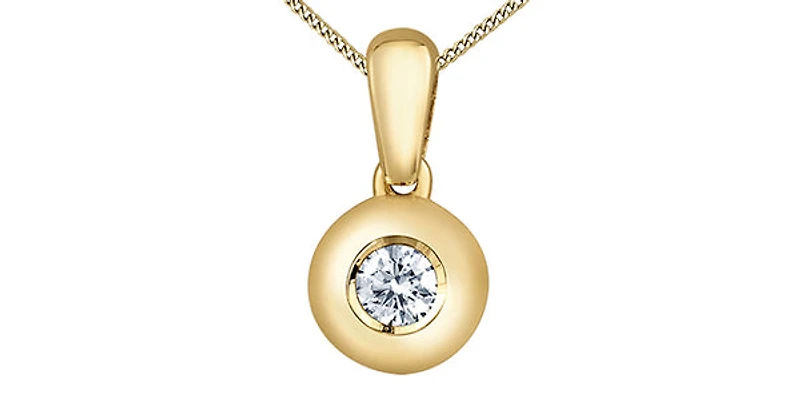 10K Yellow Gold 0.10cttw Diamond Necklace, 18"