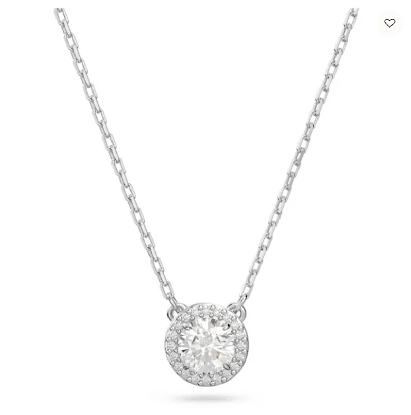 Swarovski Constella/Una pendant, Round cut, Pavé, White, Rhodium plated - 5636264