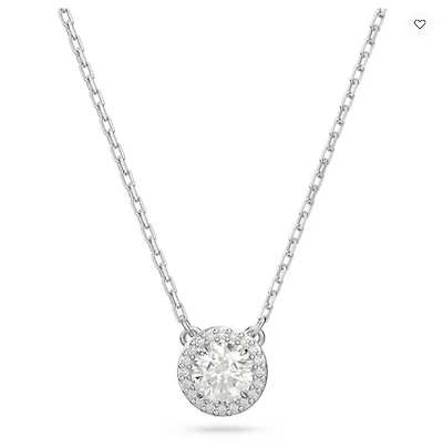 Swarovski Constella/Una pendant, Round cut, Pavé, White, Rhodium plated - 5636264