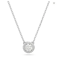 Swarovski Constella/Una pendant, Round cut, Pavé, White, Rhodium plated - 5636264