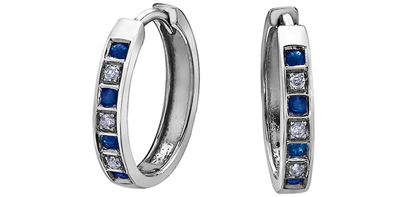 10K White Gold Sapphire and Diamond Earrings