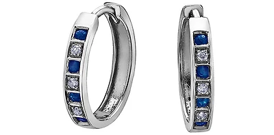 10K White Gold Sapphire and Diamond Earrings