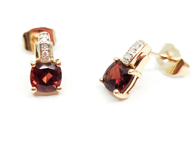 10K White & Yellow Gold Garnet and 0.025cttw Diamond Ring