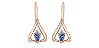 14K Rose Gold 0.32cttw Pear Cut Tanzanite & 0.048cttw Diamond Stud Dangle Drop Earrings