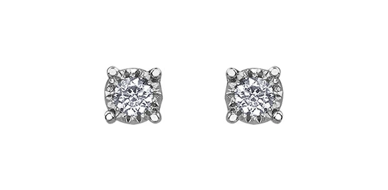 10K White Gold Diamond Earring