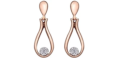 10K Rose Gold 0.06cttw Canadian Diamond Dangle Earrings