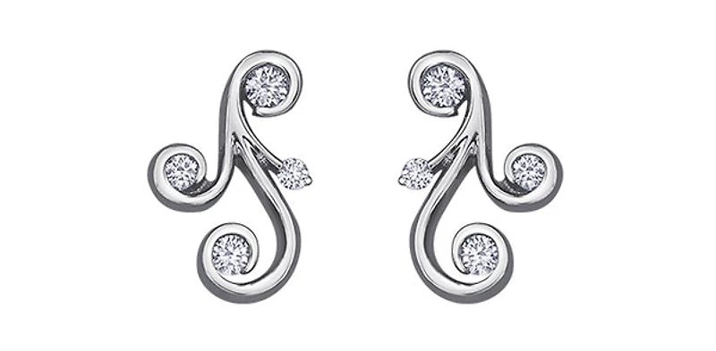 10K White Gold 0.215cttw Canadian Diamond Earrings