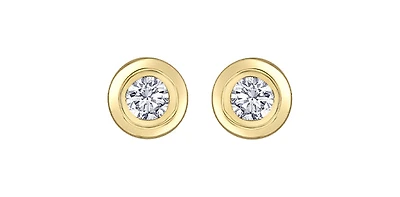 14K Yellow Gold 0.15cttw Canadian Diamond Bezel Set Earrings