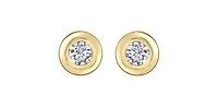 14K Yellow Gold 0.15cttw Canadian Diamond Bezel Set Earrings