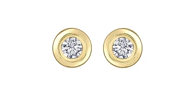 14K Gold 0.20cttw Canadian Diamond Bezel Set Earrings