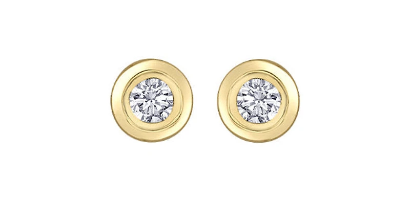 14K Yellow Gold 0.30cttw Canadian Diamond Bezel Set Earrings
