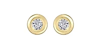 14K Yellow Gold 0.30cttw Canadian Diamond Bezel Set Earrings