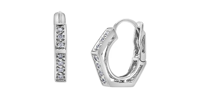 10K Gold 0.25cttw Diamond Hoop / Huggie / Hinged Earrings