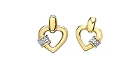 10K Yellow Gold 0.03cttw Diamond Heart Earrings