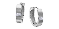 10K White Gold 0.20cttw Princess Cut Diamond Hoop / Huggie / Hinged Earrings
