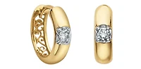 10K Yellow Gold 0.05cttw Diamond Hoop / Huggie / Hinged Earrings