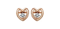 10K White & Rose Gold 0.032cttw Diamond Heart Stud Earrings