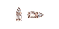 10K Rose Gold 0.50cttw Genuine Oval Cut Morganite & 0.05cttw Diamond Stud Earrings