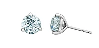 14K White Gold 1.50-3.0cttw Lab Grown Diamond Solitaire Martini Style Earrings