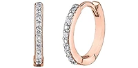 10K Rose Gold 0.05cttw Diamond Hoop / Huggie Earrings