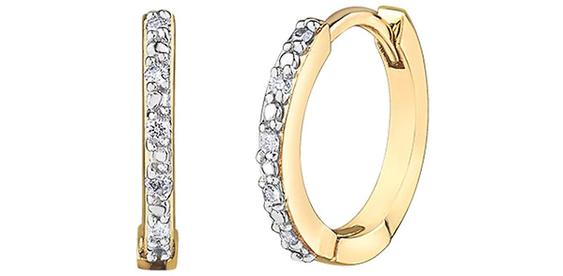 10K Gold 0.05cttw Diamond Hoop / Huggie Earrings