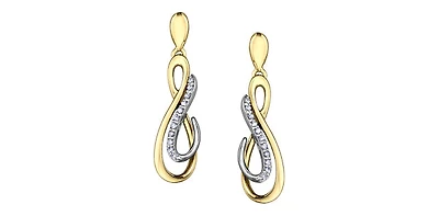 10K Yellow Gold 0.09cttw Diamond Dangle Earrings