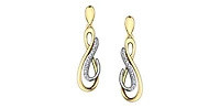 10K Yellow Gold 0.09cttw Diamond Dangle Earrings
