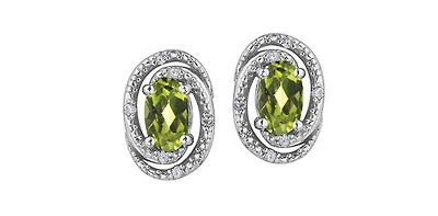 925 Sterling Silver Peridot & Diamond Earrings
