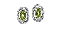 925 Sterling Silver Peridot & Diamond Earrings
