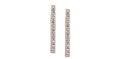 10K Rose Gold 0.11cttw Diamond Line Earrings