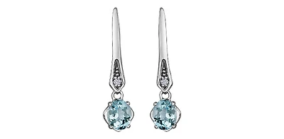 10K White Gold 0.64cttw Aquamarines & 0.012cttw Diamond Dangle / Drop Earrings