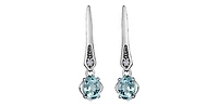 10K White Gold 0.64cttw Aquamarines & 0.012cttw Diamond Dangle / Drop Earrings